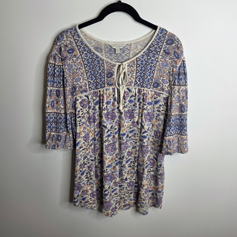 Lucky Brand Peasant Top Womens XLarge Floral Print Boho